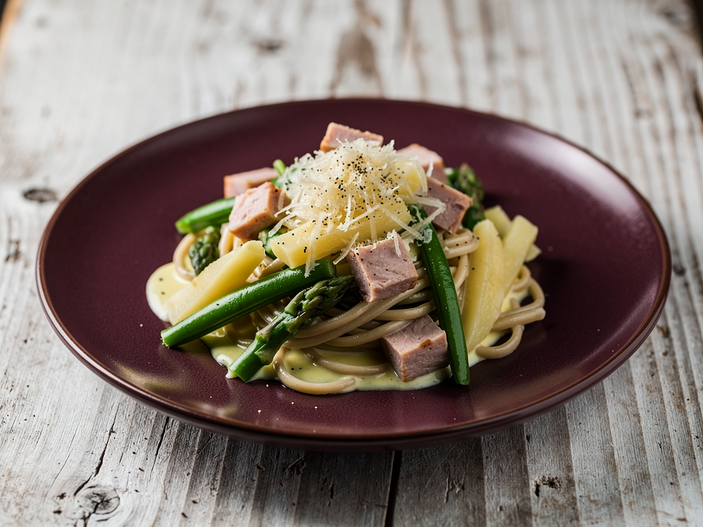 Carbonara z fasolką szparagową